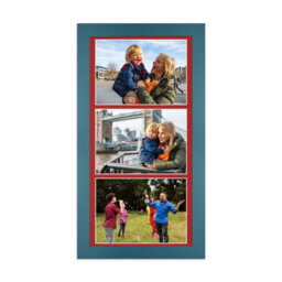 AK Frames 16X8 Navy Blue Modern Multi Photo Frame With Crimson Mount - Holds 3 Apertures (3X) 7X5 Photos