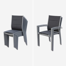Sweeek - 8-Seater Extendable Aluminium Garden Table Set With Chairs Grey 244X100X75 Cm - Chicago 8 - thumbnail 4