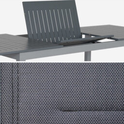 Sweeek - 8-Seater Extendable Aluminium Garden Table Set With Chairs Grey 244X100X75 Cm - Chicago 8 - thumbnail 5