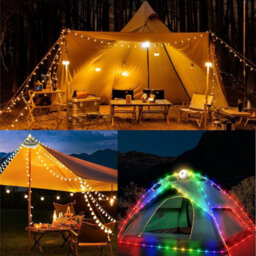 4-In-1 32.8Ft Camping String Lights, 8 Modes Usb Rechargeable Waterproof Outdoor Hanging Lights For Tent Patio Garden Party Gift - thumbnail 2