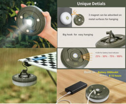 4-In-1 32.8Ft Camping String Lights, 8 Modes Usb Rechargeable Waterproof Outdoor Hanging Lights For Tent Patio Garden Party Gift - thumbnail 4