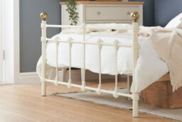 Save On Goods UK 4Ft6 Double Traditional,victorian Style Metal Tubular Steel Bed Frame Bedstead. Ivory Cream Gloss Finish - thumbnail 2