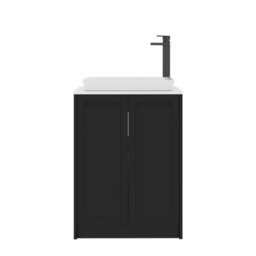 Royal Bathrooms Royal Bathroom Elmore 600mm Matt Nocturne Black Freestanding Bathroom Vanity Unit 2 Door Plain White Worktop With Qubix Basin - thumbnail 7