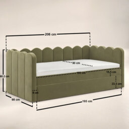 Flair Esme Cloud Day Bed With Trundle Khaki Green Velvet - thumbnail 6