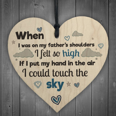 Red Ocean Fathers Shoulders Hanging Wooden Heart Fathers Day Gifts For Him Special Present - image 1