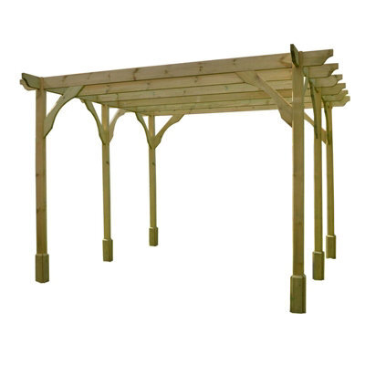 Rutland County Garden Furniture Premium Pergola 6 Posts - Wood - L420 X W540 X H270 Cm - Light Green - image 1