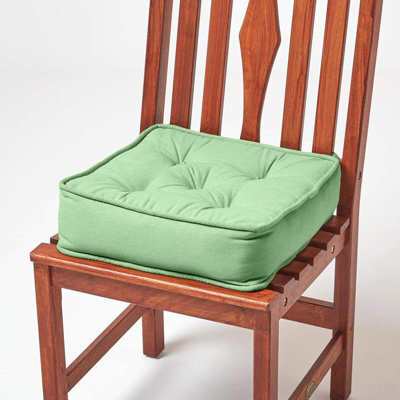 Homescapes Forest Green Cotton Dining Booster Cushion - image 1