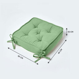 Homescapes Forest Green Cotton Dining Booster Cushion - thumbnail 2