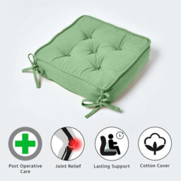 Homescapes Forest Green Cotton Dining Booster Cushion - thumbnail 3