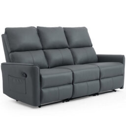 More4Homes Madrid 1+2+3 Seater Manual Recliner Air Leather Sofa Set (Grey) - thumbnail 7