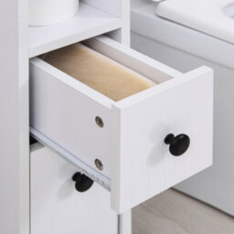 Kleankin Slim Bathroom Storage With 2 Drawers, 2 Open And Wheels, White - thumbnail 9