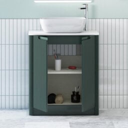 Royal Bathrooms Avenza 700mm Deep Moss Green Floor Standing Bathroom Vanity Unit 2 Door With Elva Basin - thumbnail 5