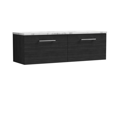 Balterley Bramshall 1200 mm Wall Hung 2 Drawer Vanity Unit With Laminate Worktop For Modern Bathroom Storage - Charcoal Black - image 1