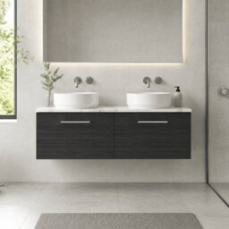 Balterley Bramshall 1200 mm Wall Hung 2 Drawer Vanity Unit With Laminate Worktop For Modern Bathroom Storage - Charcoal Black - thumbnail 2