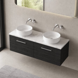 Balterley Bramshall 1200 mm Wall Hung 2 Drawer Vanity Unit With Laminate Worktop For Modern Bathroom Storage - Charcoal Black - thumbnail 3