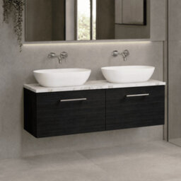 Balterley Bramshall 1200 mm Wall Hung 2 Drawer Vanity Unit With Laminate Worktop For Modern Bathroom Storage - Charcoal Black - thumbnail 4