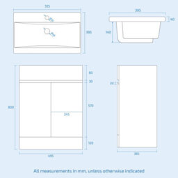 Nes Home Dark Grey 500mm Pvc Freestanding Bathroom Basin Vanity Unit - thumbnail 8