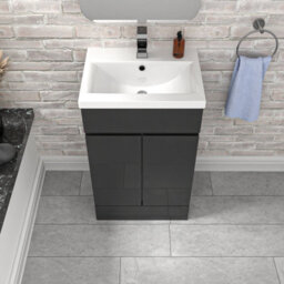 Nes Home Dark Grey 500mm Pvc Freestanding Bathroom Basin Vanity Unit - thumbnail 3