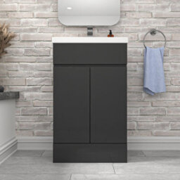 Nes Home Dark Grey 500mm Pvc Freestanding Bathroom Basin Vanity Unit - thumbnail 2
