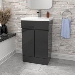 Nes Home Anthracite 500mm Pvc Freestanding Bathroom Basin Vanity Unit