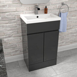 Nes Home Dark Grey 500mm Pvc Freestanding Bathroom Basin Vanity Unit - thumbnail 6