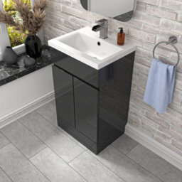 Nes Home Dark Grey 500mm Pvc Freestanding Bathroom Basin Vanity Unit - thumbnail 4