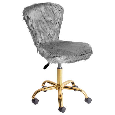 Beliani Desk Chair Margate Faux Fur Grey - image 1