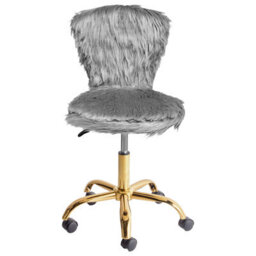 Beliani Desk Chair Margate Faux Fur Grey - thumbnail 4