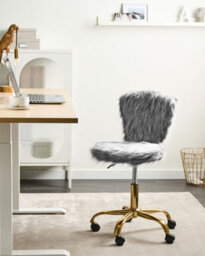 Beliani Desk Chair Margate Faux Fur Grey - thumbnail 2