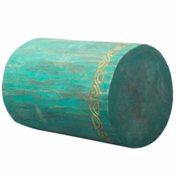 Turquoise Tribal Albasia Stool & Side Table - Handcrafted, Unique Decor - thumbnail 2