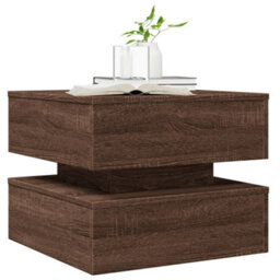 Berkfield Coffee Table With Led Lights Brown Oak 50X50X40 Cm - thumbnail 6