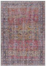 Traditional Red Persian Floral Bordered Abstract Easy To Clean Rug For Living Room Bedroom & Dining Room-200Cm X 290Cm