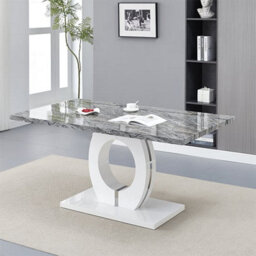 Furniture in Fashion Halo Melange Marble Effect Dining Table 6 Petra Grey White Chairs - thumbnail 3