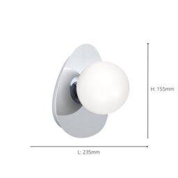 Eglo Castrovido Matte Glass & Steel Modern Bathroom Wall Light, Chrome - thumbnail 4