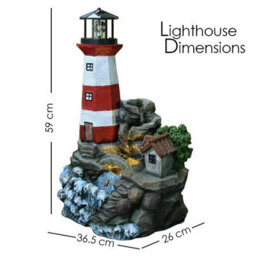 Geezy Lighthouse Water Feature Outdoor Indoor Led Fountain Waterfall Garden Decor - thumbnail 7