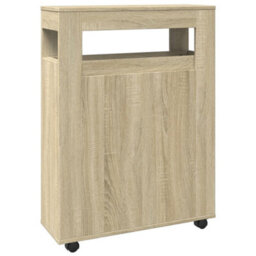 Berkfield Narrow Bathroom Cabinet With Wheels Sonoma Oak Engineered Wood - thumbnail 6