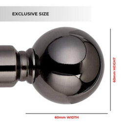 Ameha Plain Metal Adjustable Curtain Pole,70-120 Cm Extendable Curtain Rod, Black Nickel Ball 60mm Classic Finials - thumbnail 6