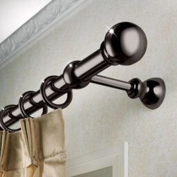 Ameha Plain Metal Adjustable Curtain Pole,70-120 Cm Extendable Curtain Rod, Black Nickel Ball 60mm Classic Finials - thumbnail 2