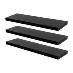 Harbour Housewares 80Cm Floating Wall Shelves- Black - Photo Gallery Bookshelf Wall Shelves For Storage & Display - Set Of 3 - thumbnail 1