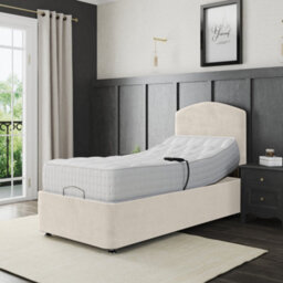 Lisbon Electric Adjustable Bed Set Fabric Pocket Sprung Mattress Plain Headboard - thumbnail 1