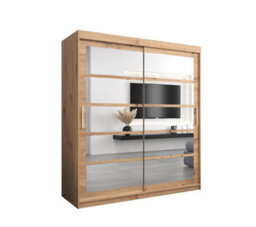 Arte Roma Ii Oak Artisan Stylish Sliding Door Wardrobe H2000mm W1800mm D620mm With Mirrored Panels And Silver Handles