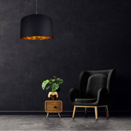 Happy Homewares Contemporary Black Cotton 20 Floor/pendant Lamp Shade With Shiny Gold Inner - thumbnail 3