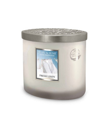 Heart and Home Heart & Home Fresh Linen  Twin Wick Ellipse Soy Candle - 40 Hours Burn - image 1