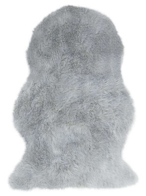 Silver Sheepskin Plain Shaggy Easy To Clean Rug For Living Room And Bedroom-70Cm X 100Cm (Single) - image 1