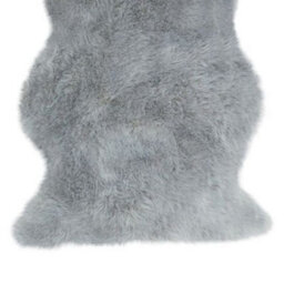 Silver Sheepskin Plain Shaggy Easy To Clean Rug For Living Room And Bedroom-70Cm X 100Cm (Single) - thumbnail 2