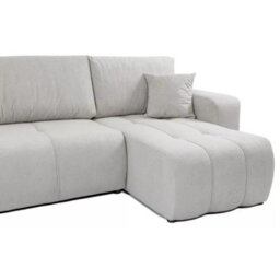 Furyn Velvet Fabric Corner Sofa Bed With Storage Universal Side Light Grey - thumbnail 4