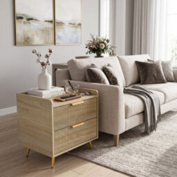 Homcom Bedside Table With 2 Drawers, Natural Wood Finish - thumbnail 8