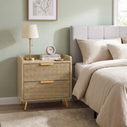 Homcom Bedside Table With 2 Drawers, Natural Wood Finish - thumbnail 9