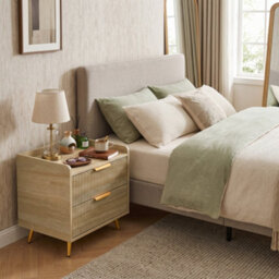 Homcom Bedside Table With 2 Drawers, Natural Wood Finish - thumbnail 7