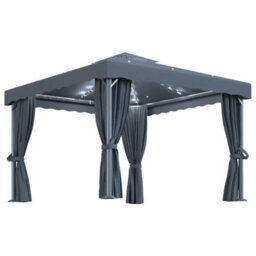 Walplus Gazebo With Curtain&led String Lights 3X3 M Anthracite - thumbnail 2